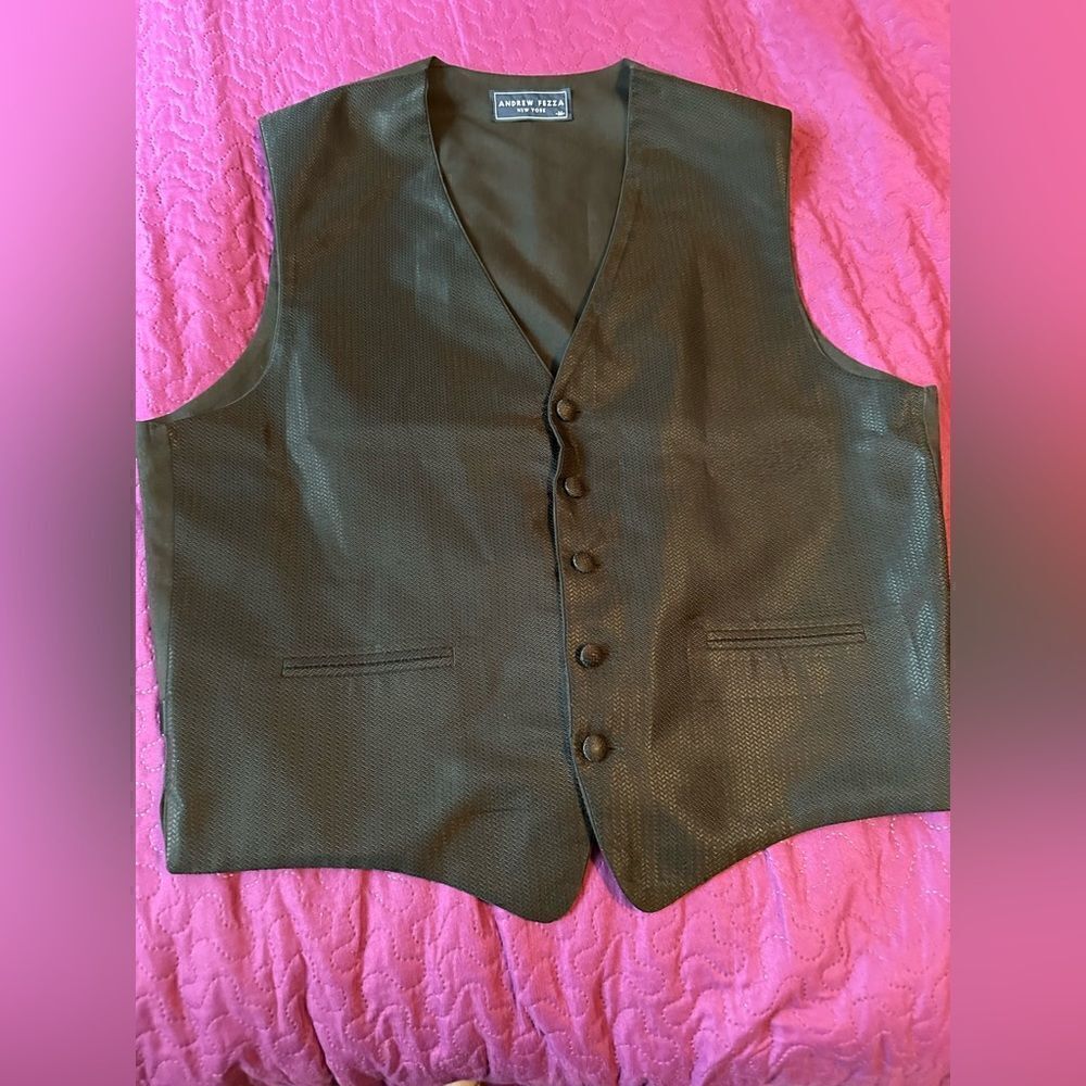 Tux vest - Andrew Fezza - med - black scale pattern with adjustable backs